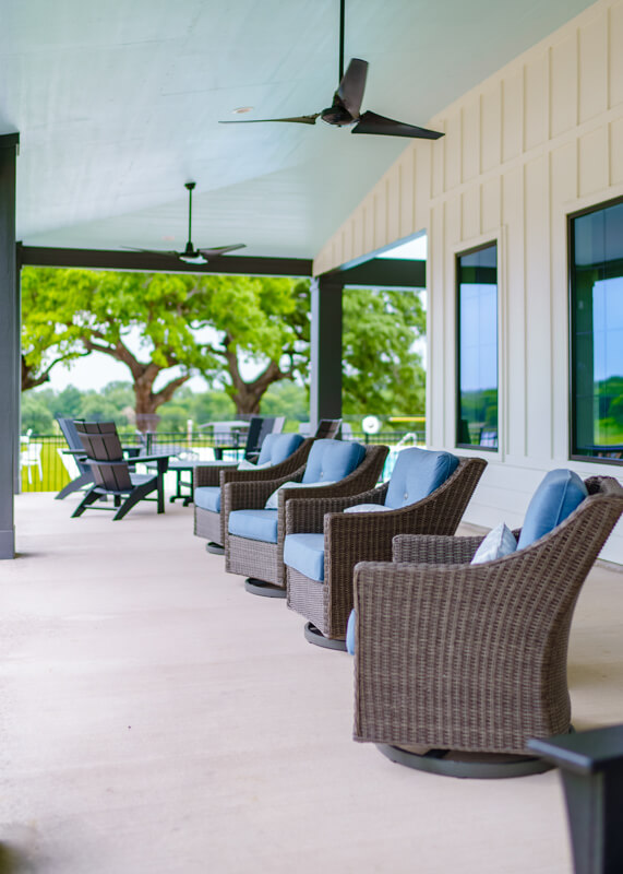 outdoor patio chairs on The Porch in Texas