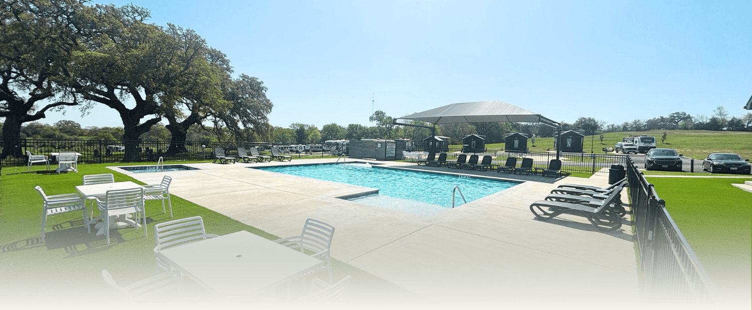 sunny poolside at The Hill Top at Brenham